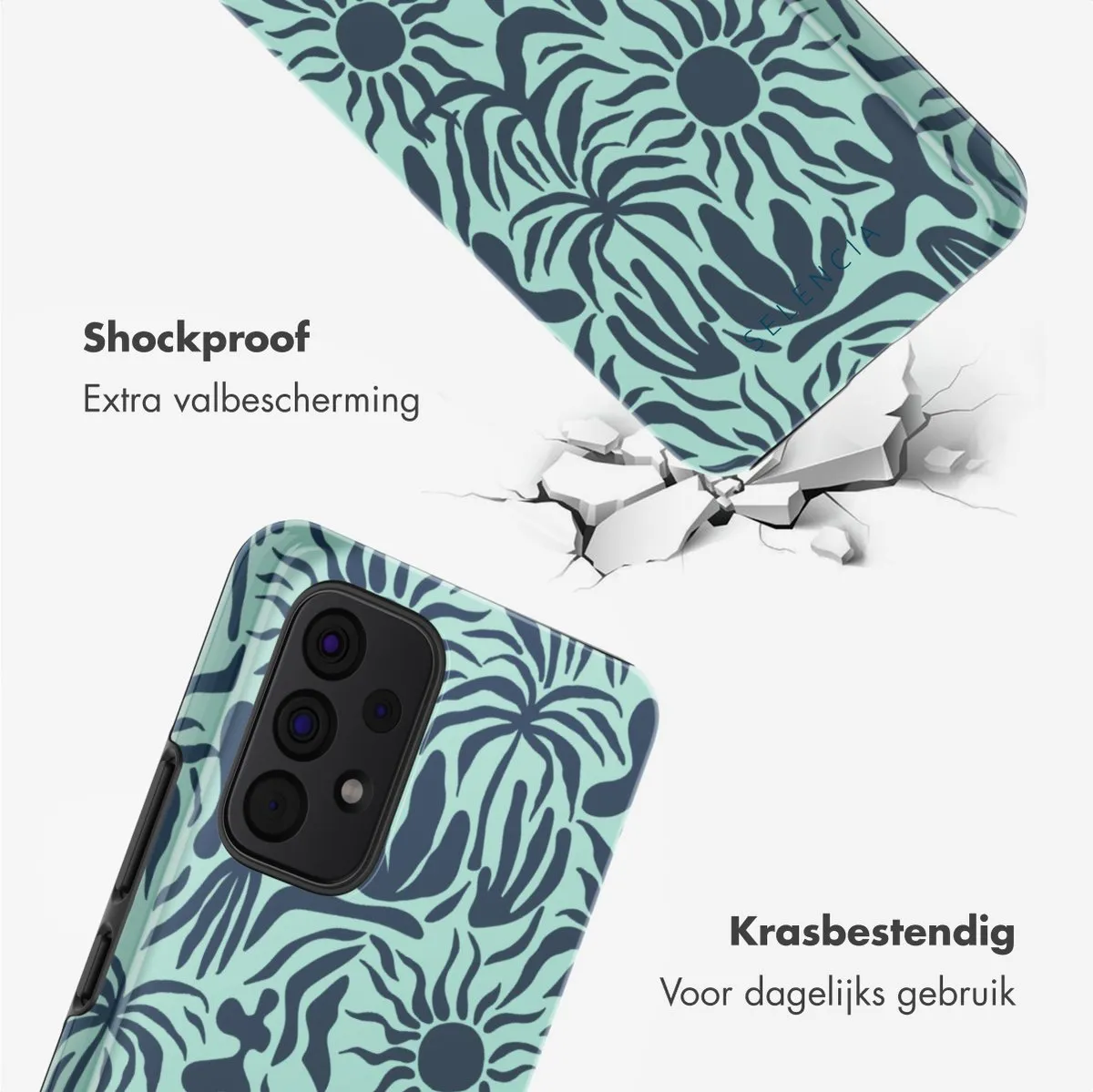 Selencia Hoesje Samsung Galaxy A53 Tropical Vibes Light Blue