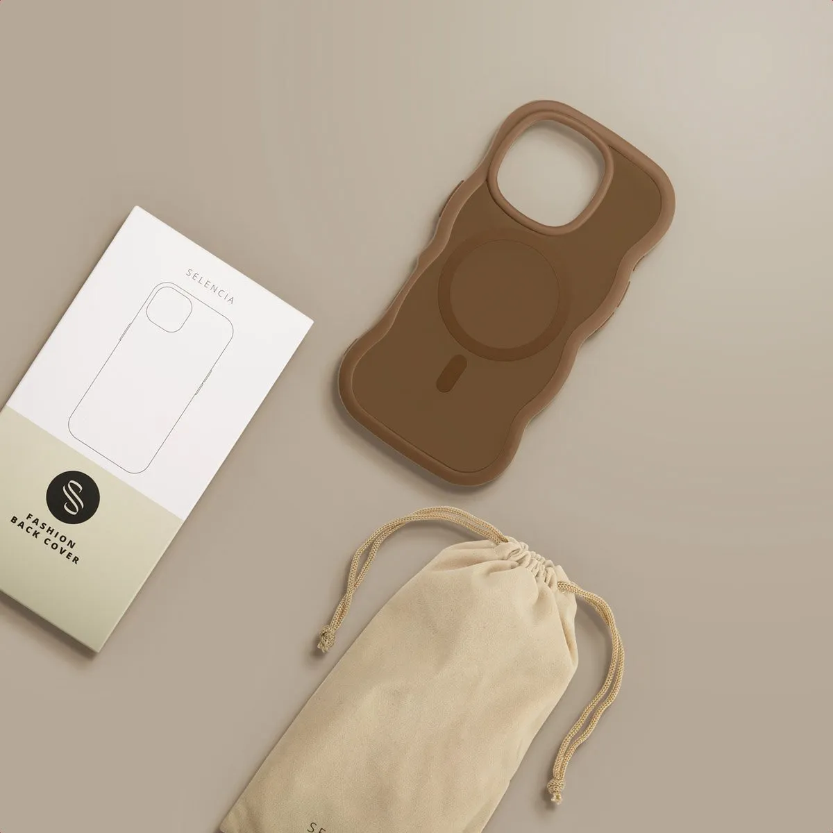 Selencia Wavy Case iPhone 16 Pro - Mocha Brown