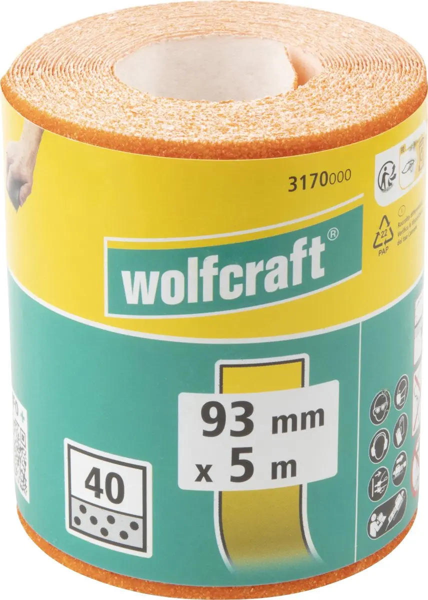 Wolfcraft Schuurpapier Korrel 40 - Op Rol 5m x 93mm