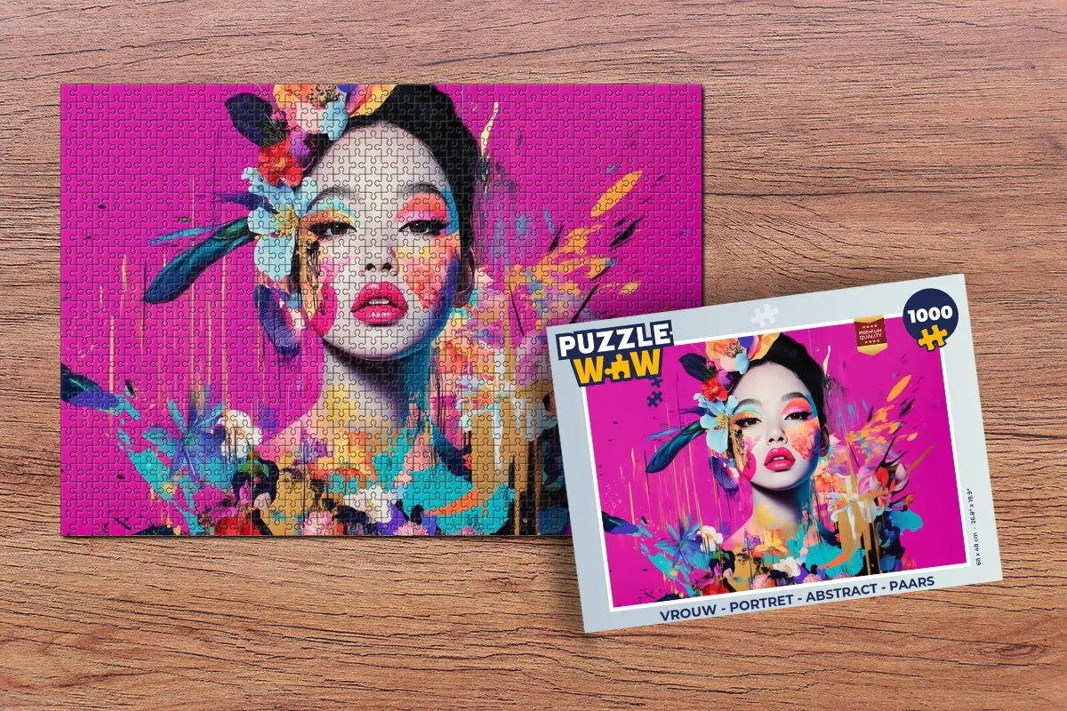 PuzzleWow Abstract Portret Legpuzzel 1000 Stuks - Paars