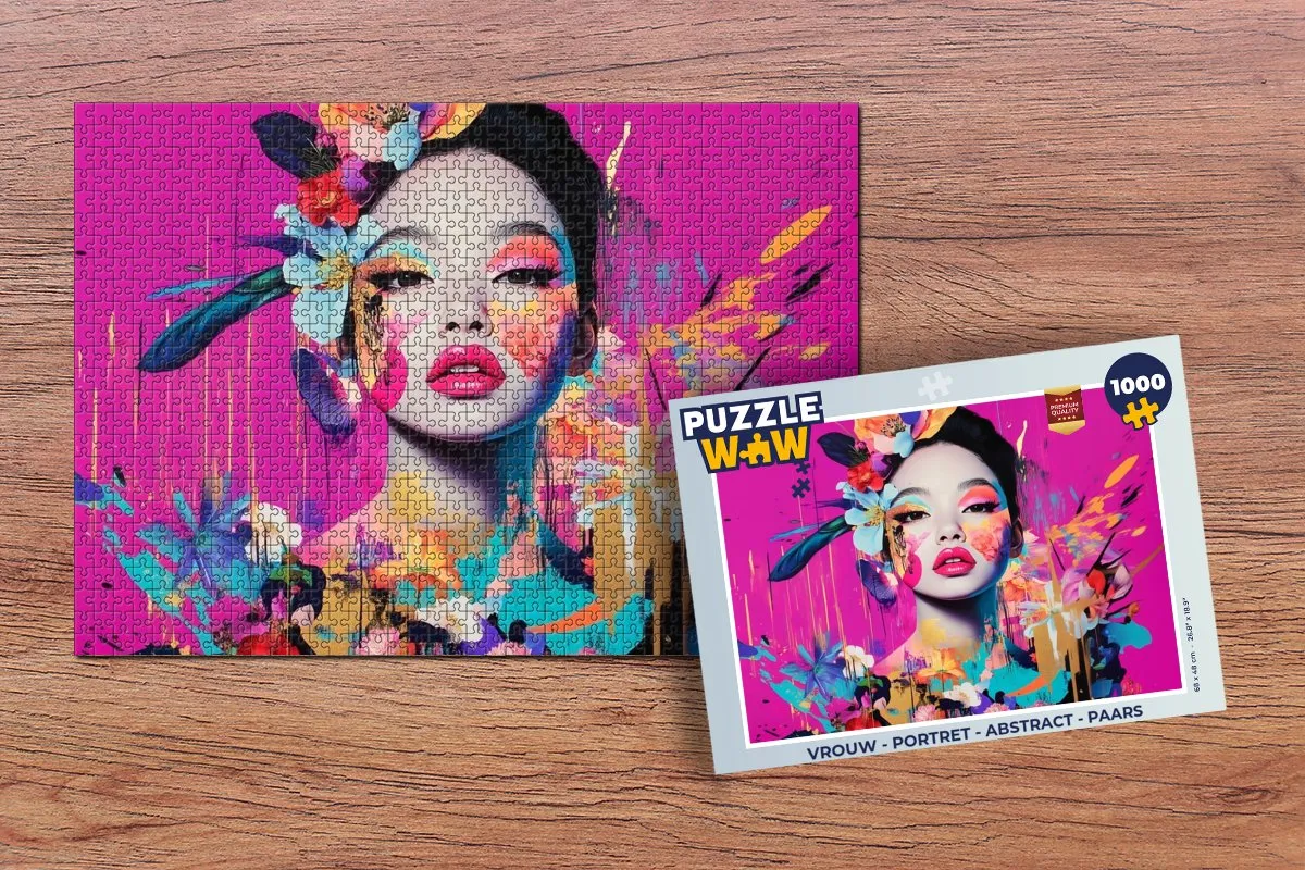 PuzzleWow Abstract Portret Legpuzzel 1000 Stuks - Paars
