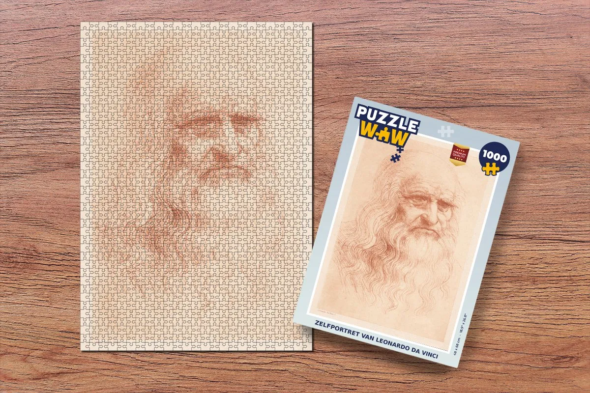 PuzzleWow Zelfportret Leonardo da Vinci Legpuzzel 1000 Stuks - Multicolor