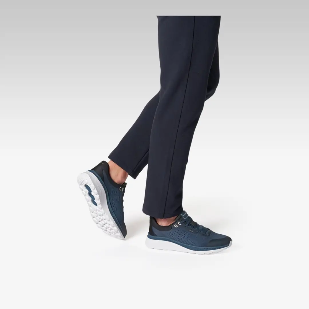 Geox Spherica Actif X1 Heren Sneakers - 43 - Donkerblauw/Zwart
