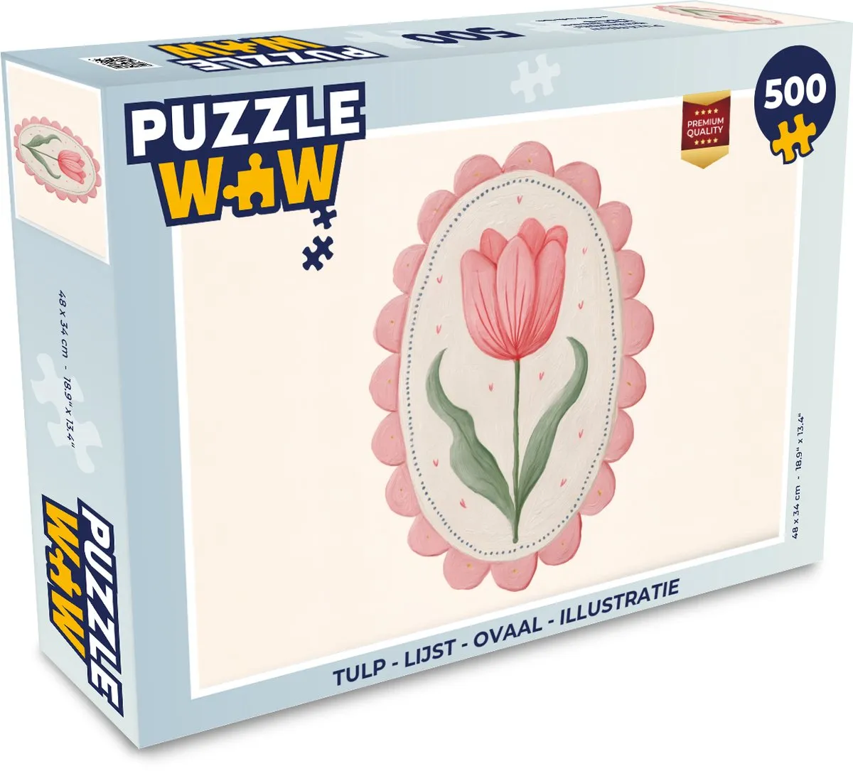 PuzzleWow Tulp Illustratie Puzzel 500 Stuks - Ovaal