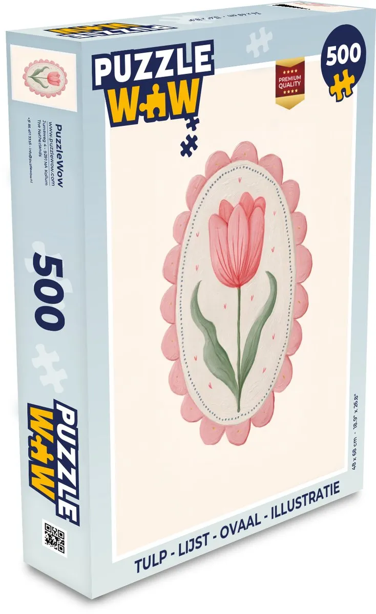 PuzzleWow Tulp Illustratie Puzzel 500 Stuks - Ovaal