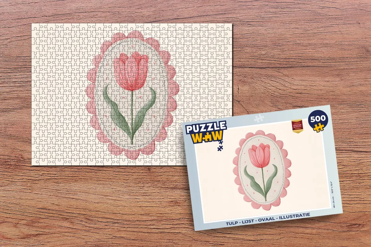 PuzzleWow Tulp Illustratie Puzzel 500 Stuks - Ovaal