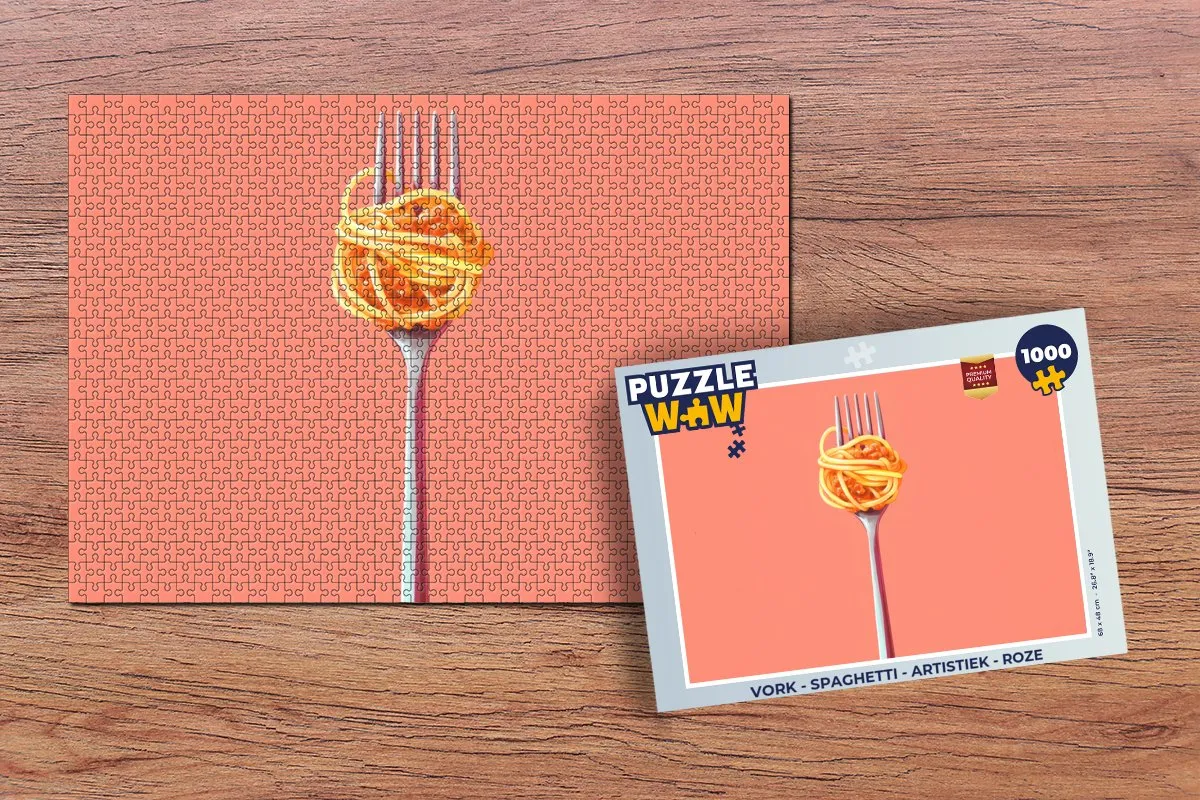 PuzzleWow Vork Spaghetti Legpuzzel 1000 Stuks - Roze