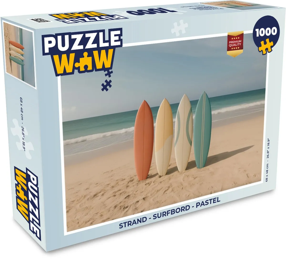 PuzzleWow Strand Surfbord Legpuzzel 1000 Stuks - Pastel