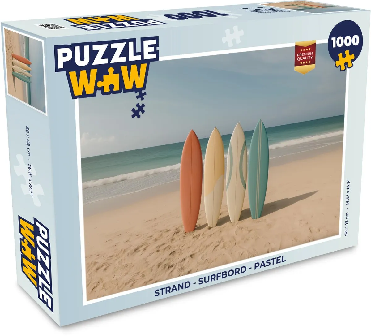 PuzzleWow Strand Surfbord Legpuzzel 1000 Stuks - Pastel