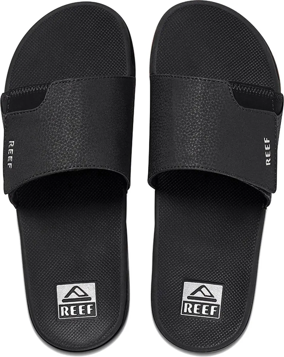 Reef Fanning Slide Heren Slippers - Zwart/Zilver - Maat 46 - afbeelding 5 van 6