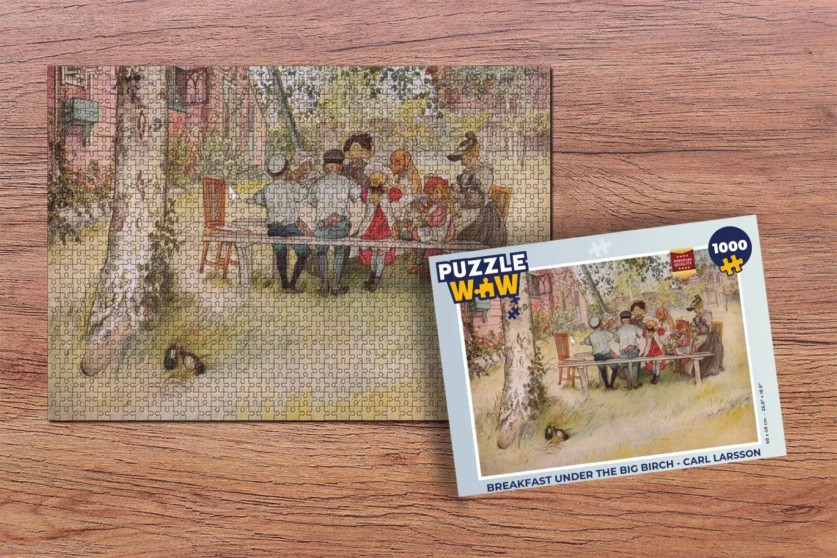 PuzzleWow Legpuzzel Breakfast under the Big Birch Carl Larsson 1000 Stuks - Multicolor