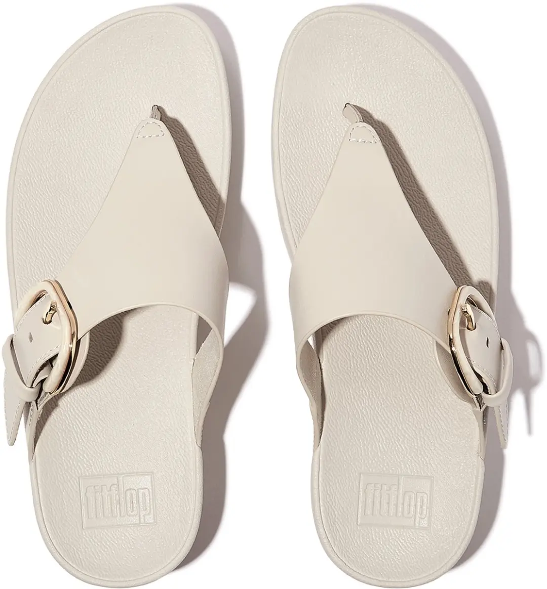 FitFlop Damen Flip Flops Lulu Resin-Buckle Leather Toe-Post Sandals JE9 Paris Be