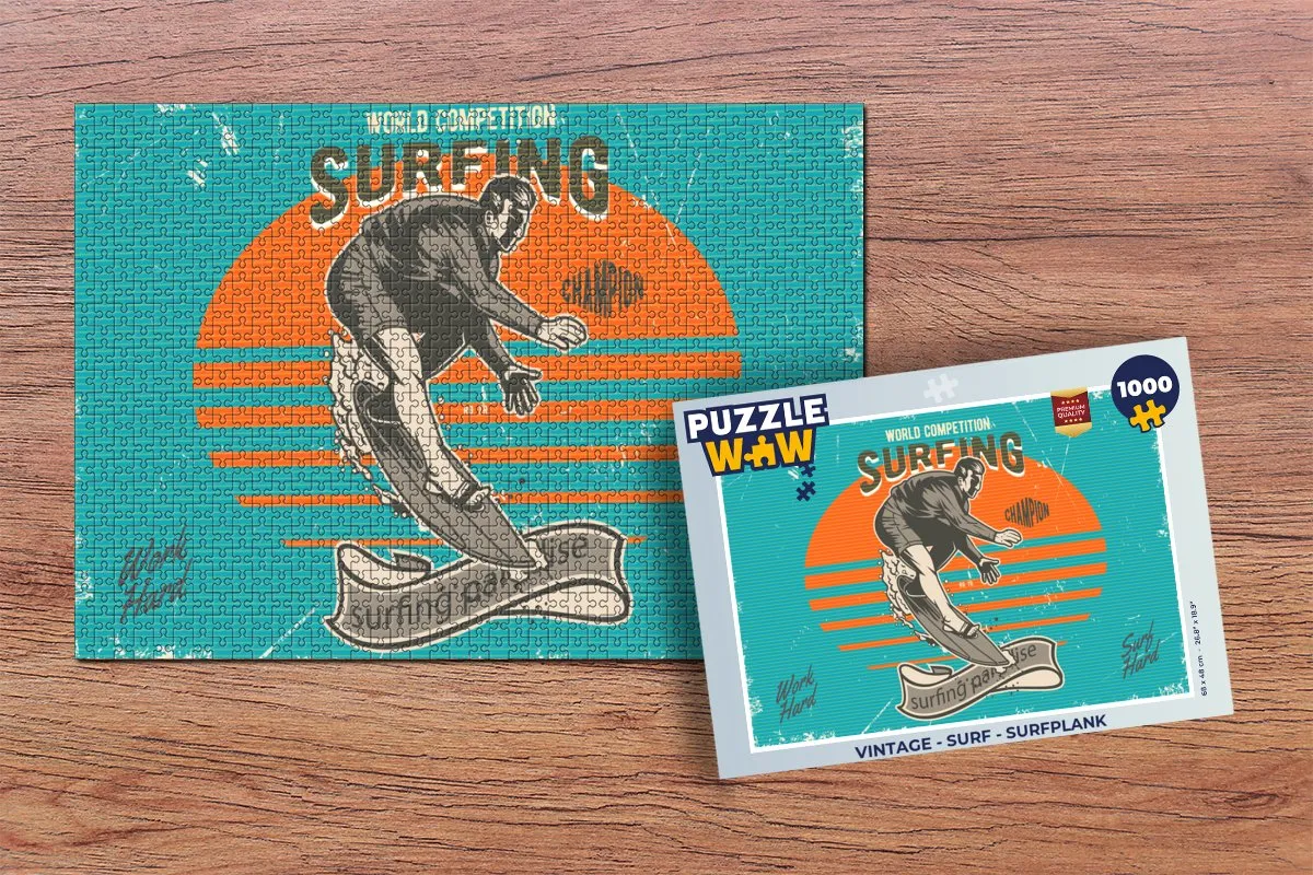 PuzzleWow Vintage Surfplank Legpuzzel 1000 Stuks - Multicolor