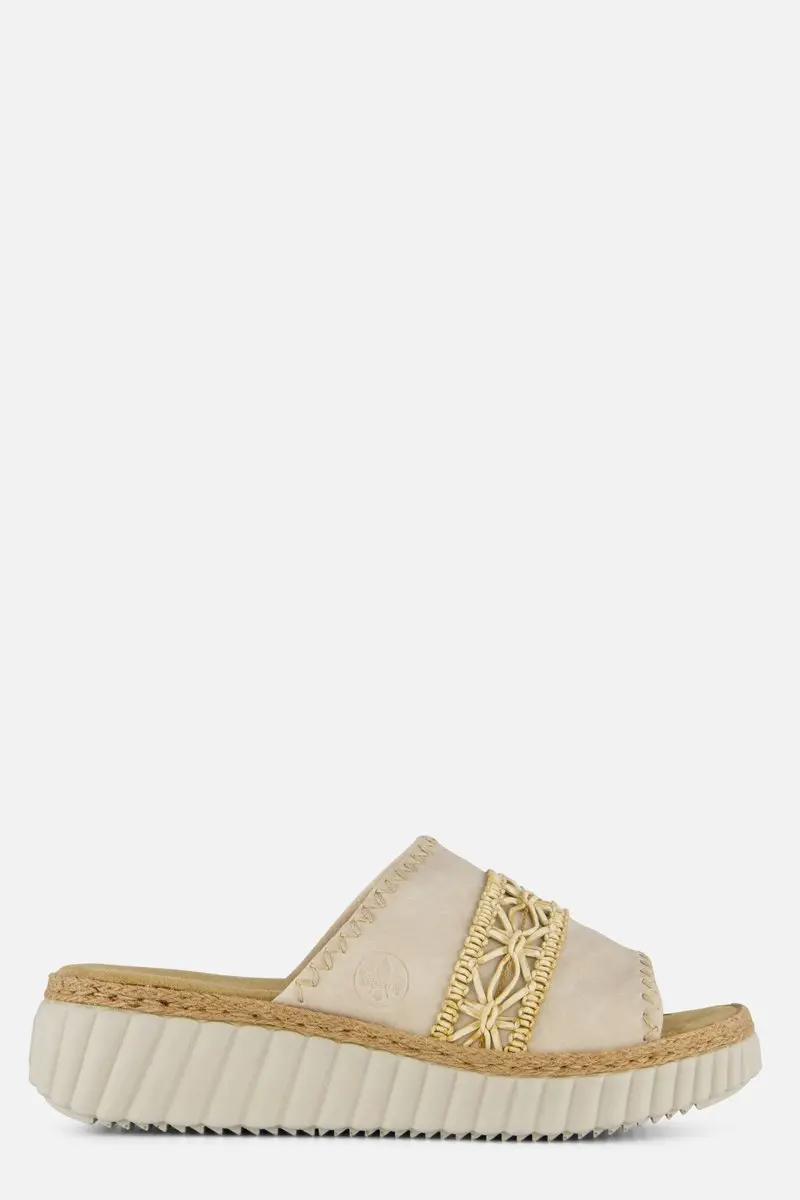 Rieker Slippers beige Textiel