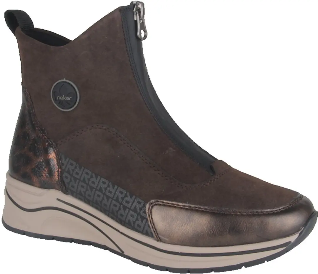 Rieker N9554-25 dames enkellaarzen sportief maat 40 metallic