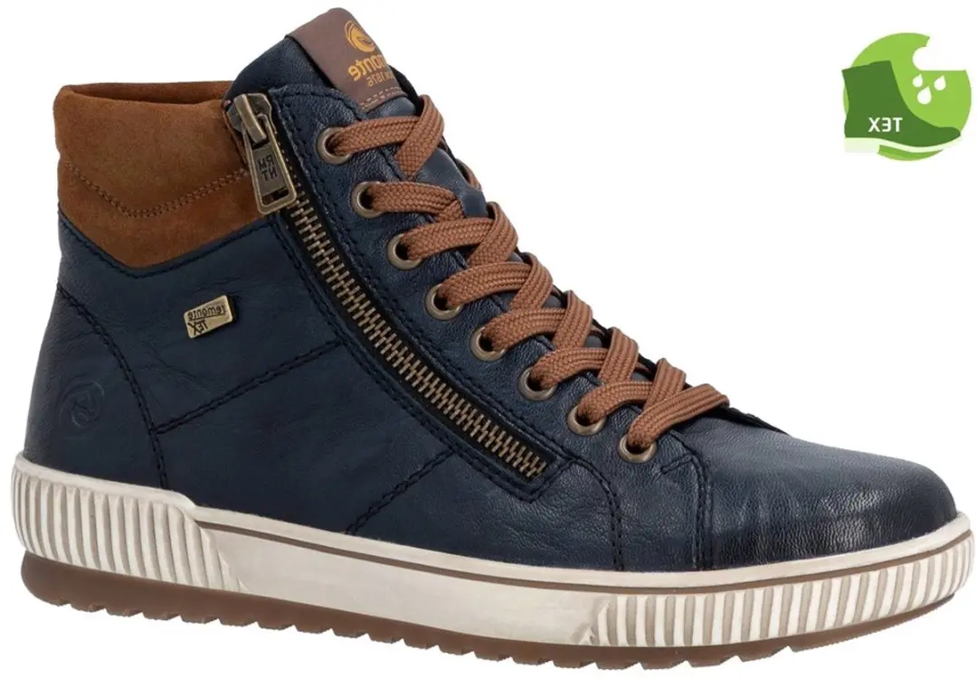 Rieker Remonte Veterboot D0772-16 Blauw Combi Warm Gevoerd