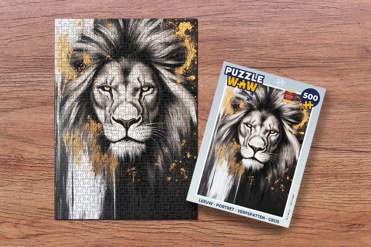PuzzleWow Leeuw Verfspatten Legpuzzel 500 Stuks - MPN 8721414234844