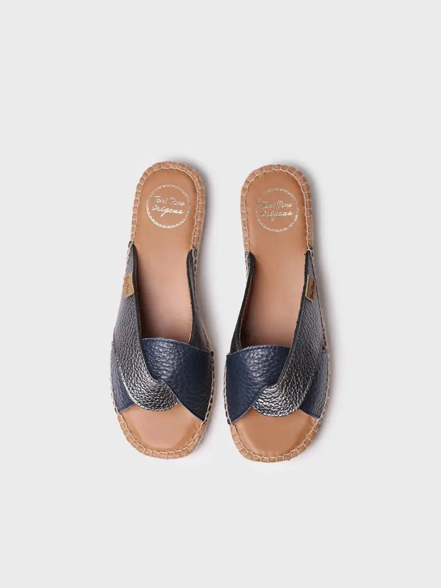 Dames espadrille zonder achterkant van leer