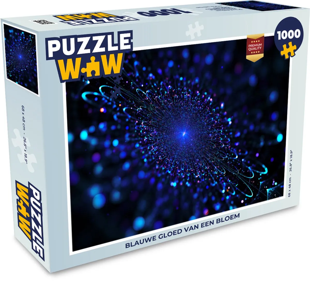 PuzzleWow Legpuzzel Blauwe gloed bloem 1000 Stuks - Multicolor