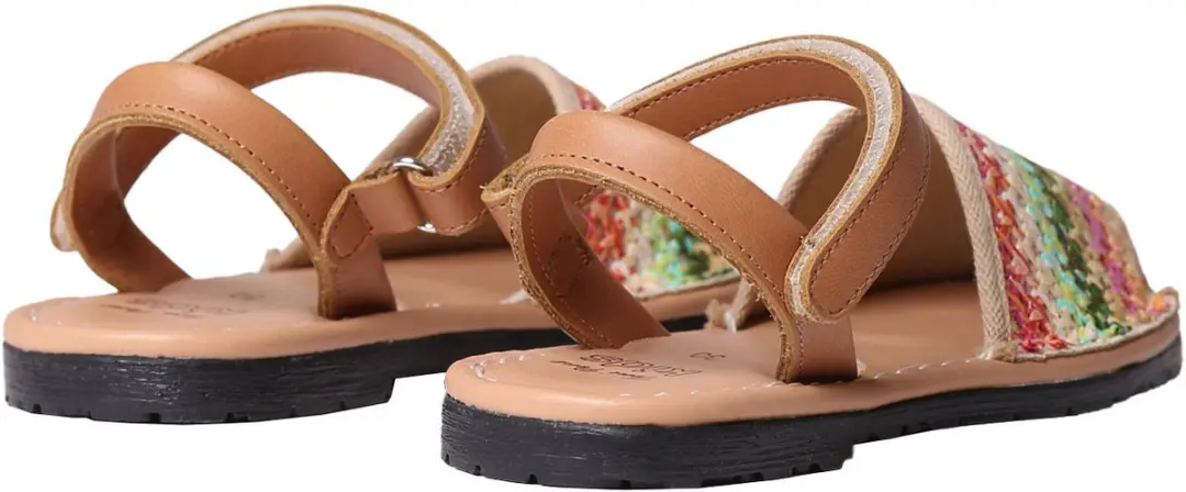 Kindersandalen van veelkleurige stof met klittenbandsluiting