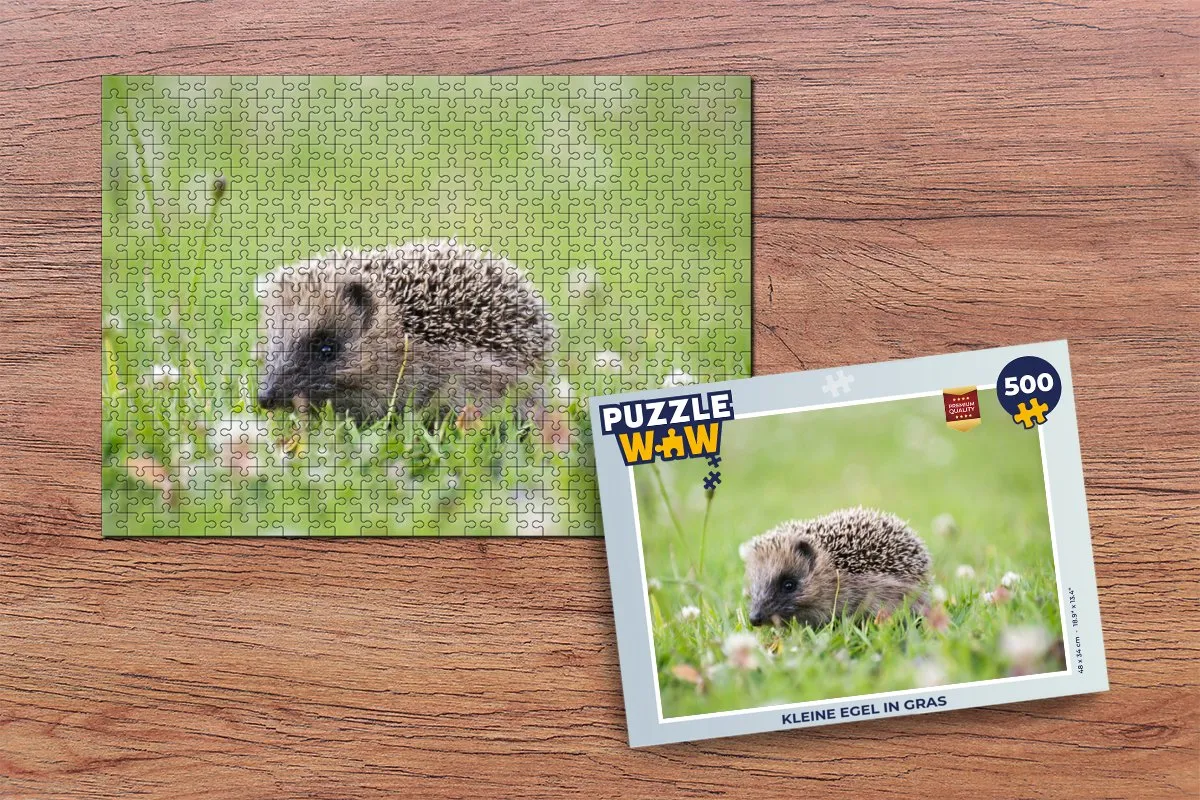 PuzzleWow Legpuzzel Kleine Egel in Gras 500 Stuks - Multicolor