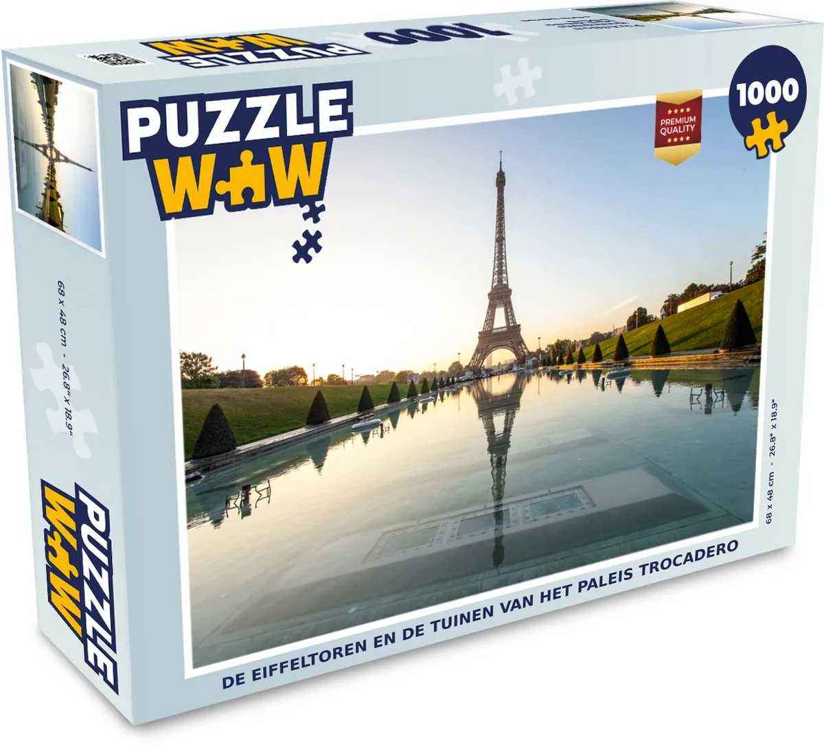 PuzzleWow Legpuzzel De Eiffeltoren & Tuinen Trocadéro 1000 Stuks - Multicolor