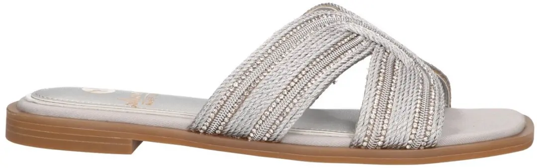 La Strada Slipper Zilver Textiel