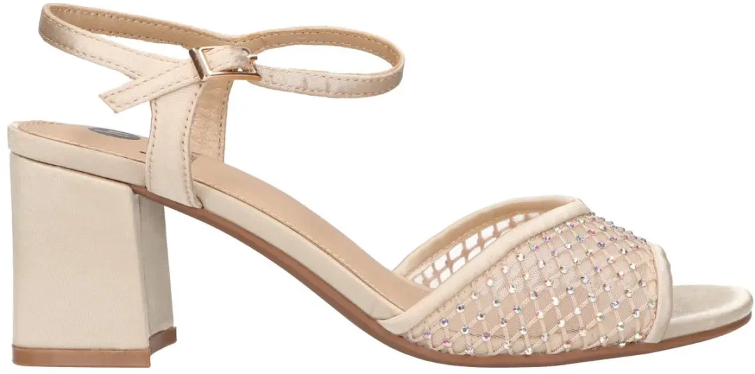 La Strada Sandaal Blokhak Champagne Mesh