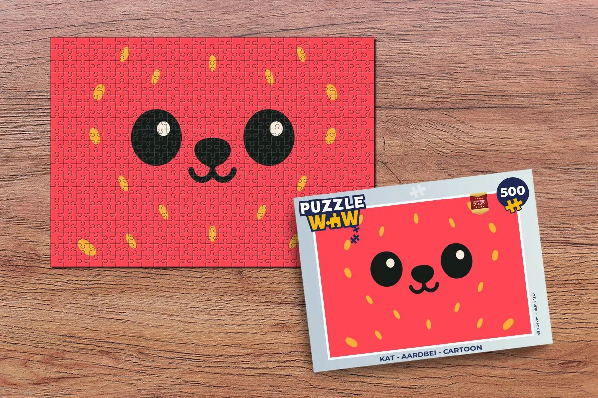 PuzzleWow Kat Aardbei Legpuzzel 500 Stuks - Rood