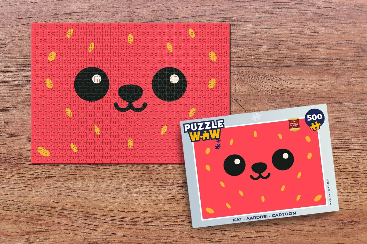 PuzzleWow Kat Aardbei Legpuzzel 500 Stuks - Rood