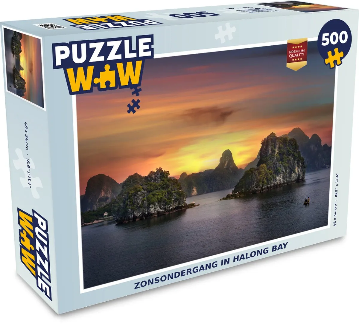 PuzzleWow Zonsondergang Halong Bay Legpuzzel 500 Stuks - Multicolor