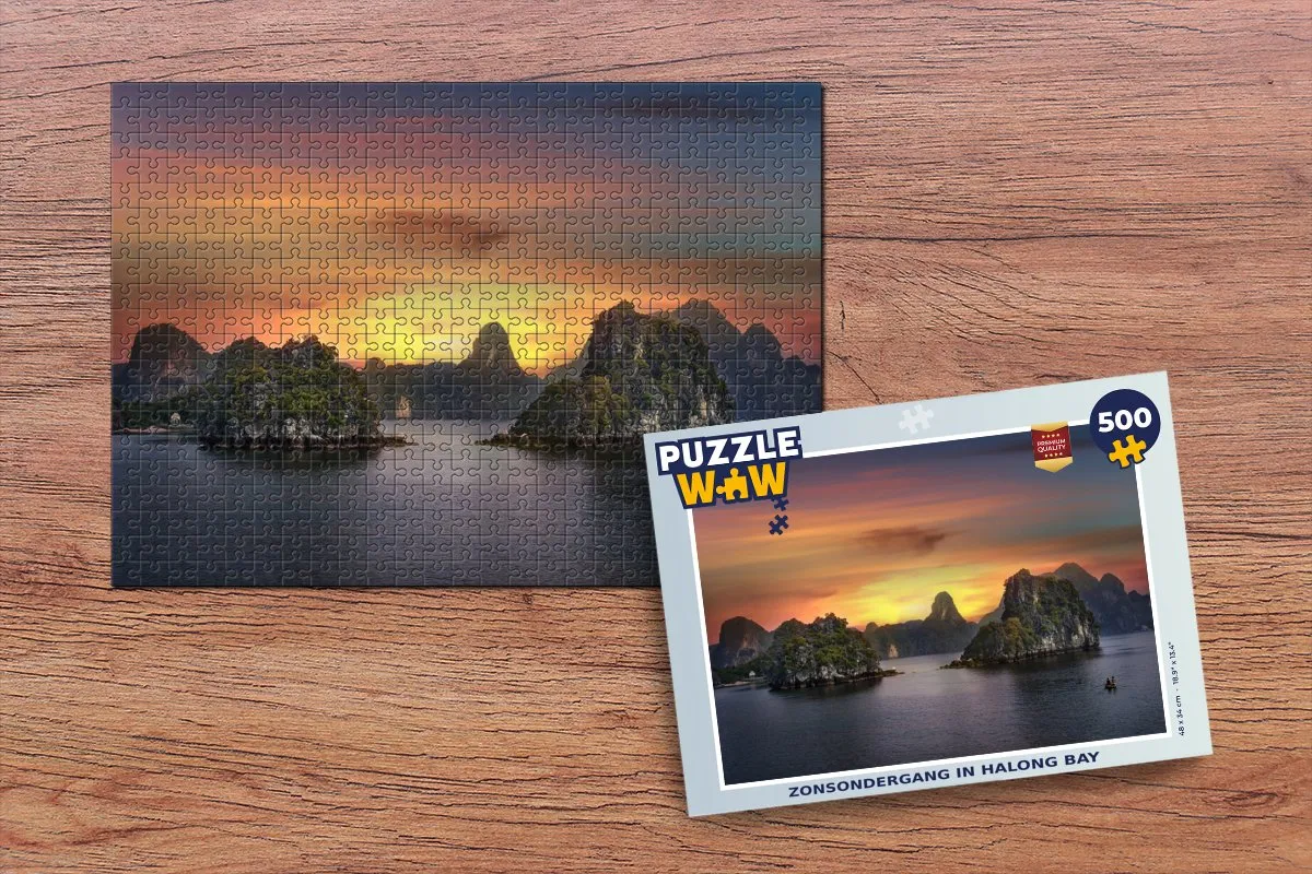 PuzzleWow Zonsondergang Halong Bay Legpuzzel 500 Stuks - Multicolor