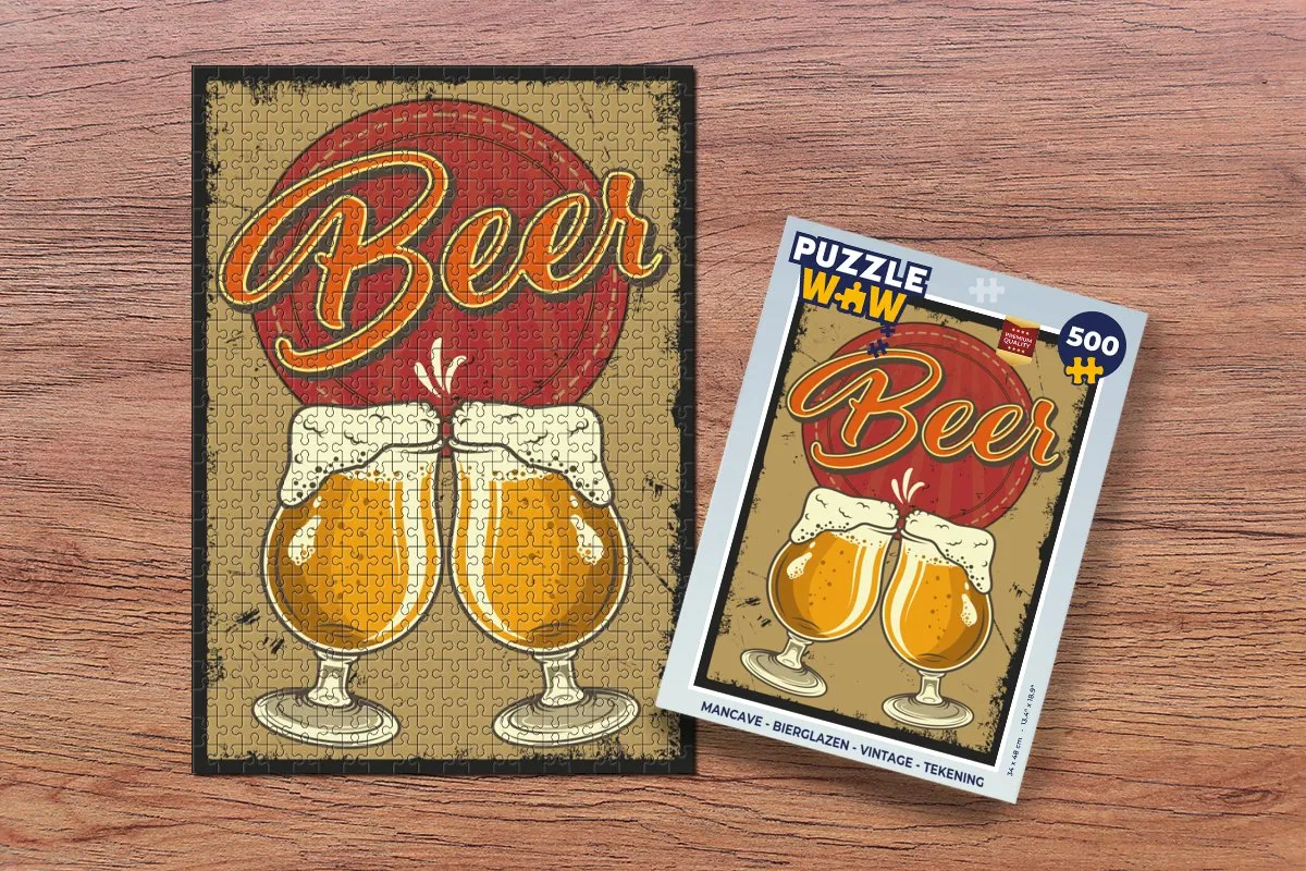 PuzzleWow Mancave Bierglazen Legpuzzel 500 Stuks - Multicolor