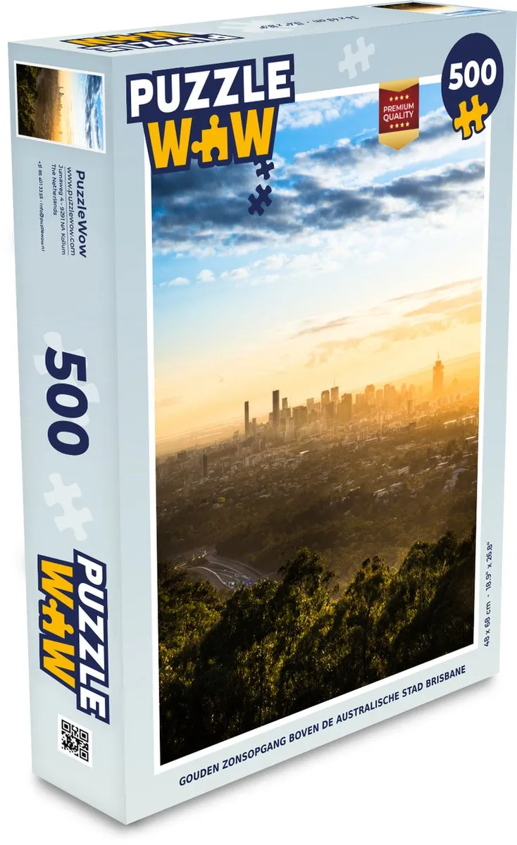 PuzzleWow Legpuzzel Gouden zonsopgang Brisbane 500 Stuks - Multicolor