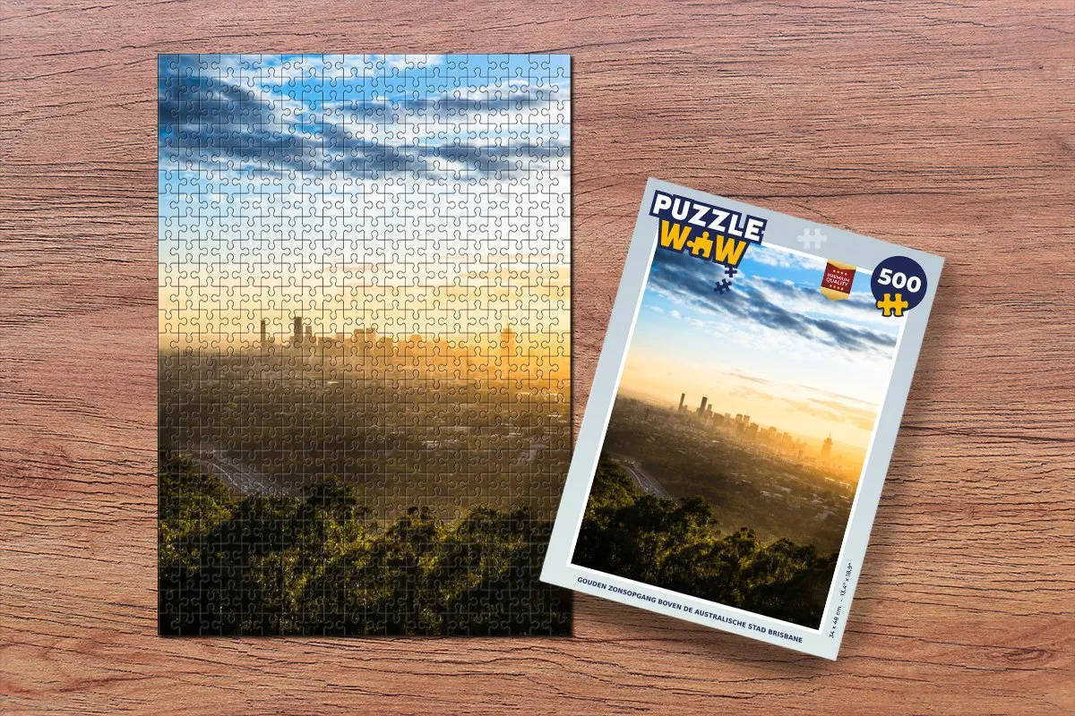 PuzzleWow Legpuzzel Gouden zonsopgang Brisbane 500 Stuks - Multicolor