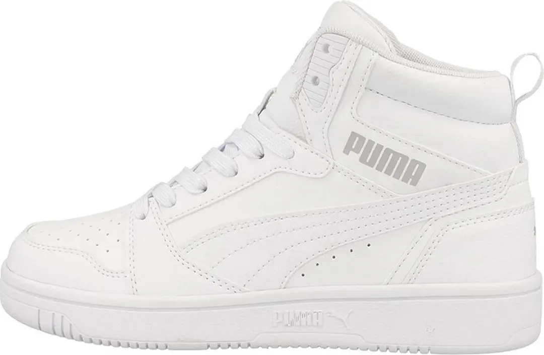 PUMA Rebound V6 Mid Jr Unisex Sneakers 35.5 - PUMA White-Cool Light Gray - afbeelding 2 van 6