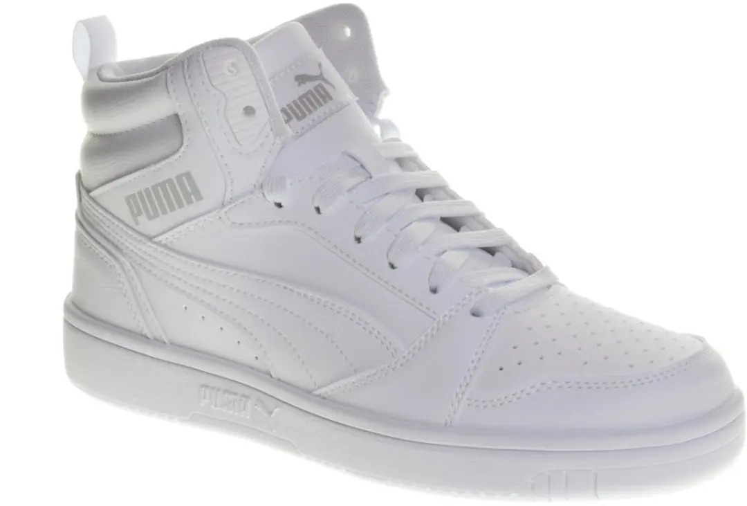 PUMA Rebound V6 Mid Jr Unisex Sneakers 35.5 - PUMA White-Cool Light Gray - afbeelding 3 van 6