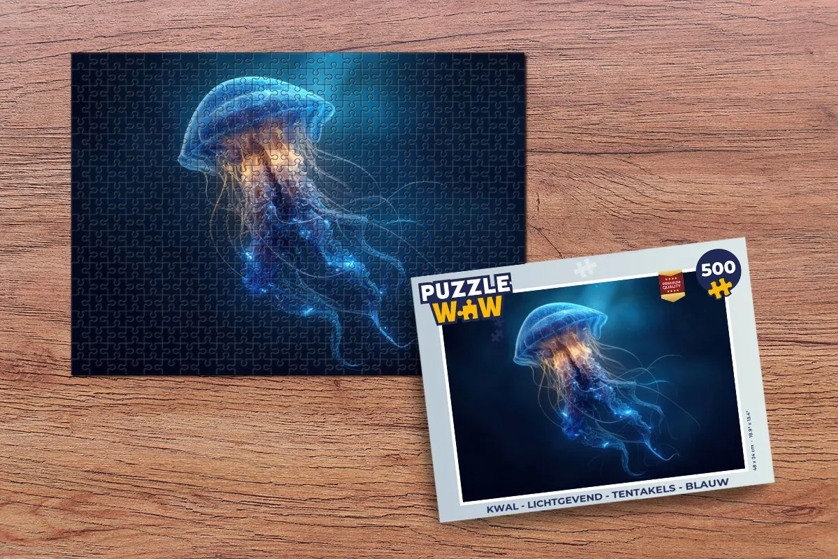 PuzzleWow Kwal Lichtgevend Tentakels Legpuzzel 500 Stuks - Blauw