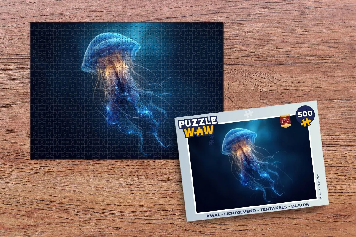 PuzzleWow Kwal Lichtgevend Tentakels Legpuzzel 500 Stuks - Blauw