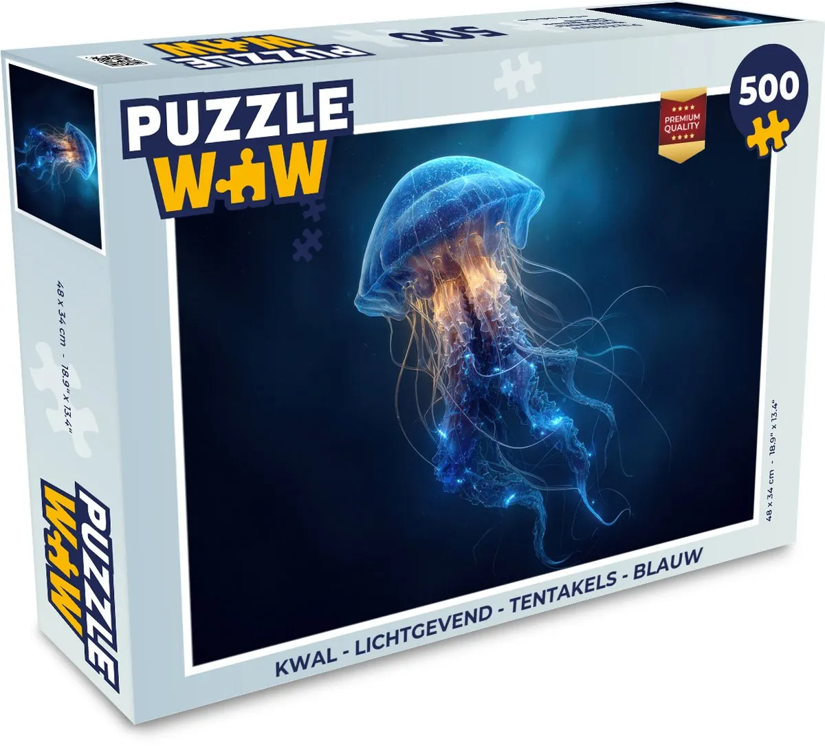 PuzzleWow Kwal Lichtgevend Tentakels Legpuzzel 500 Stuks - Blauw