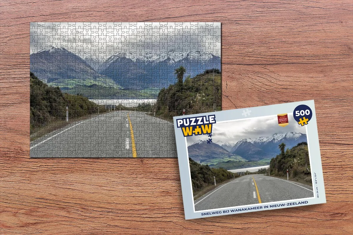 PuzzleWow Legpuzzel Berg Weg Meer 500 Stuks - Multicolor