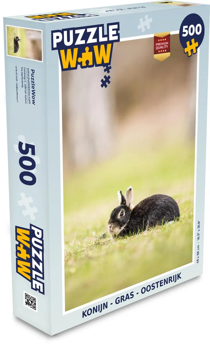 PuzzleWow Konijn Gras Legpuzzel 500 Stuks - Multicolor