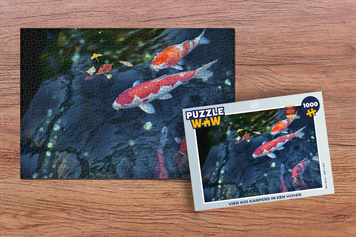 PuzzleWow Legpuzzel Koi Karpers Vijver 1000 Stuks - Multicolor