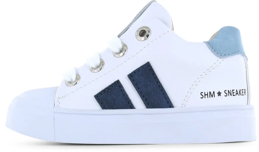 Shoesme Witte Sneaker Met Blauwe Stripings