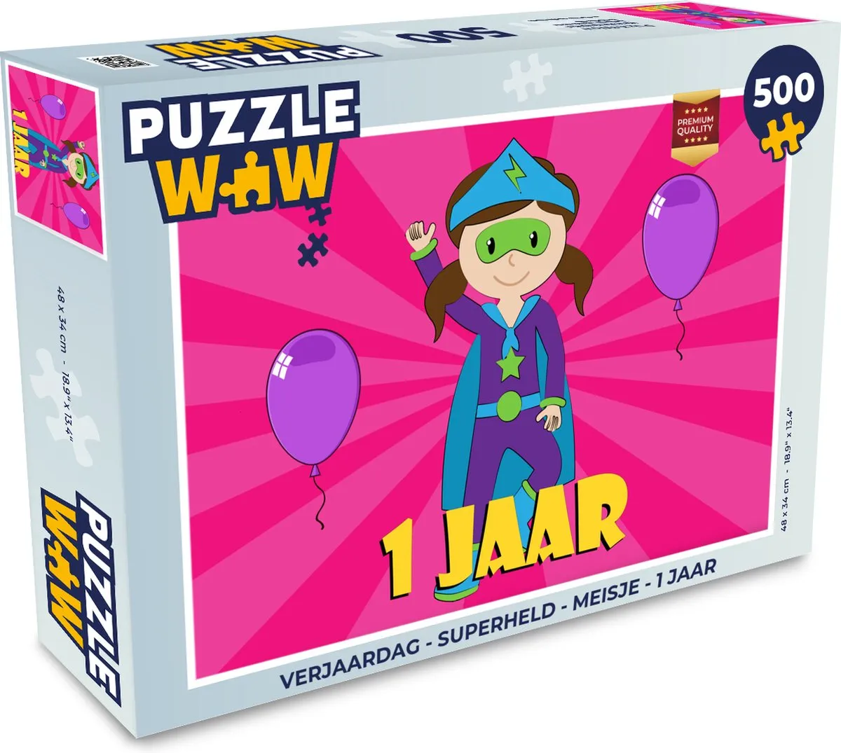 PuzzleWow Superheld Meisje Verjaardag Puzzel 500 Stuks - Multicolor