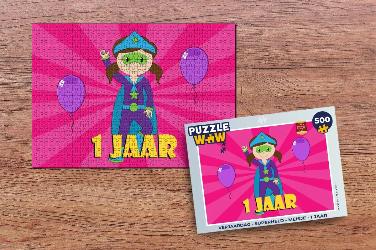 PuzzleWow Superheld Meisje Verjaardag Puzzel 500 Stuks - Multicolor