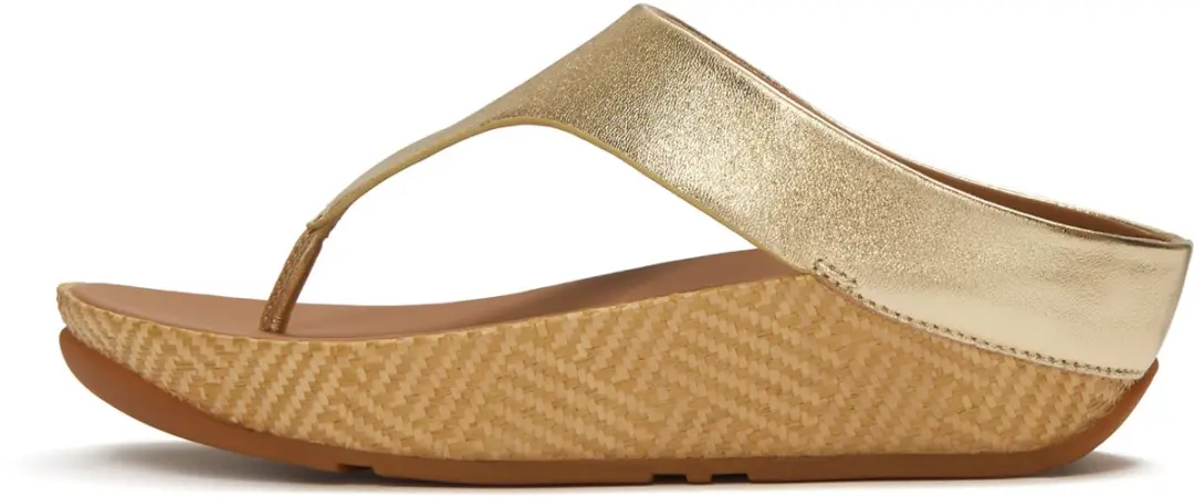 FitFlop Lulu Lux Graphic-Weave Leather Toe-Post Sandalen - Metallic Beige - afbeelding 6 van 6