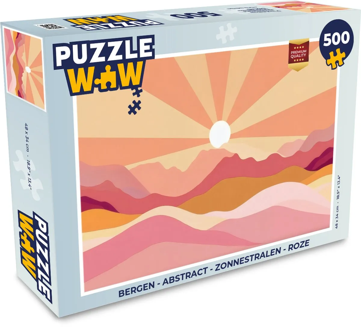 PuzzleWow Bergen Abstract Zonnestralen Legpuzzel 500 Stuks - Roze
