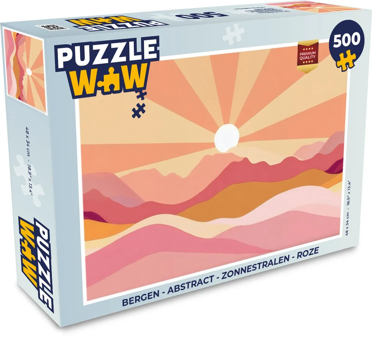 PuzzleWow Bergen Abstract Zonnestralen Legpuzzel 500 Stuks - Roze