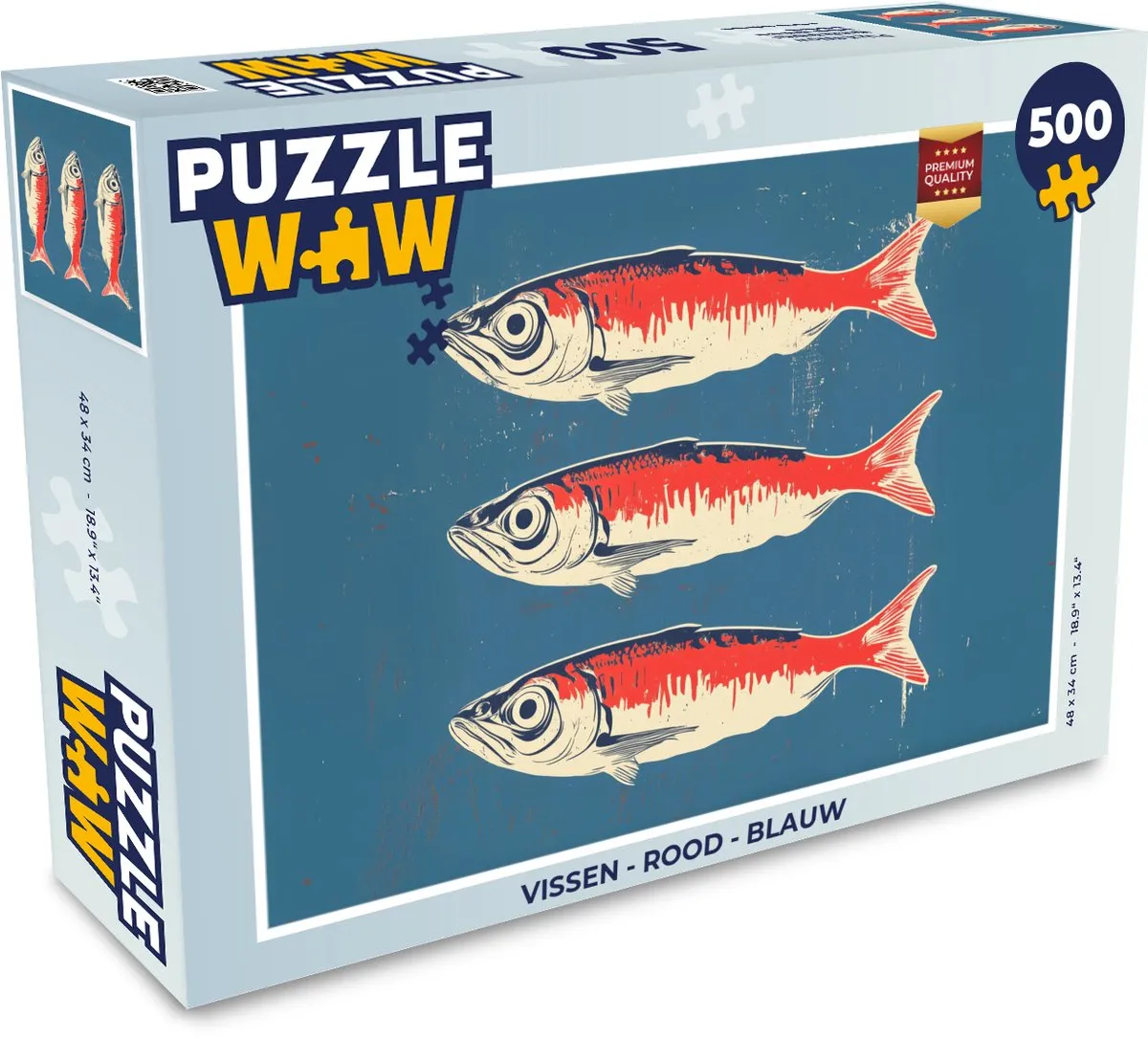 PuzzleWow Vissen Legpuzzel 500 Stuks - Rood/Blauw